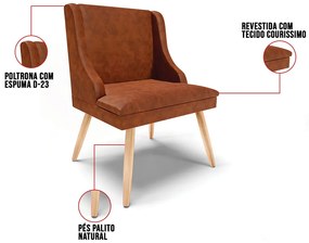 Cadeira de Jantar Liz Corano Nozes Pés Palito Natural D03 - D'Rossi
