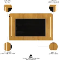 Painel Para TV Suspenso 75 Pol 218cm World D04 Cedro - Mpozenato