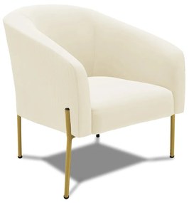 Poltrona Decorativa Pé de Ferro Dourado Stella Cotelê Ext/Veludo D03 - D'Rossi - Off White