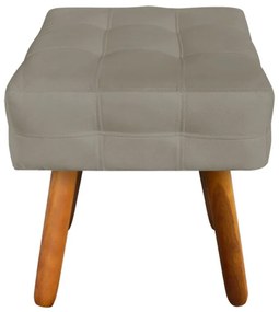 Puff Banqueta Decorativo Pé Palito de Madeira Elisa Suede Marrom Rato D03 - D'Rossi