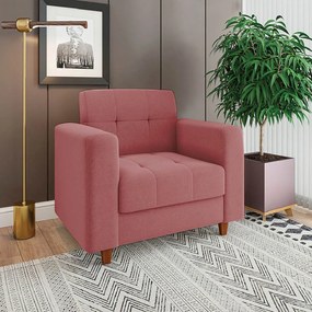 Poltrona Arezzo Linho Whisky Rose A106 Pés Chanfrado Castanho - D'Rossi