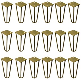 Kit 18 Pés de Metal 15 CM Hairpin Legs Mesas de Centro Puffs Dourado G41