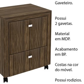 Gaveteiro para Escritório Home Office ME4112 MDP Nogal G69 - Gran Belo