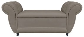 Recamier com Baú Grécia Namoradeira Calçadeira Suede - D'Rossi - Marrom Rato