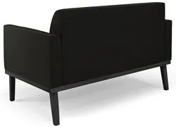 Sofá Namoradeira Base Madeira Preto Maressa Suede Preto - Ibiza