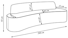 Sofá Decorativo 4 Lugares 260cm Bélgica Curvo Linho Bege G15 - Gran Belo