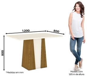 Mesa de Jantar 120cm Orus Móveis Henn Nature/Off White