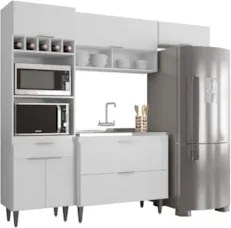 Armário de Cozinha CP04 Com Pia 100cm Pérola Z34 Branco     - Mpozenat