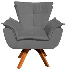 Poltrona Sala de Estar Giratória MM30 Kit 2 Opalla Suede D03 - D'Rossi - Grafite