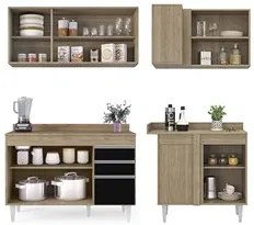 Armário de Cozinha Modulado de Canto Esquerdo 4 Peças CP47 Balcão com