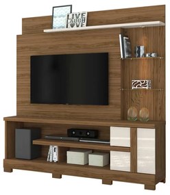 Home Theater Maxim  Porta 2 Prateleiras Iluminação LED MDP até 55 Naturale/OffWhite G97 - Gran Belo