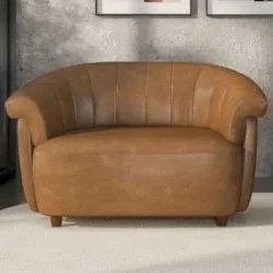 Sofá 2 Lugares 150cm Namoradeira Lykan Sintético Caramelo Z32 - Mpozen