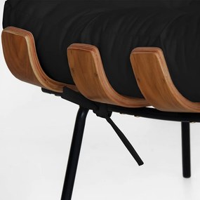 Puff Decorativo Sala de Estar Costela Rib Suede Preto