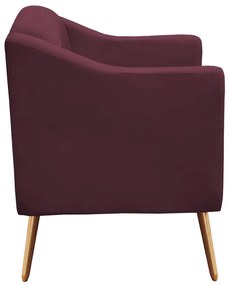 Kit Sofá Namoradeira + Poltrona Bruna Suede Bordô Pé Palito