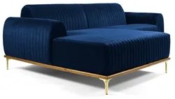 Sofá 230cm 4 Lugares com Chaise Esquerdo Pés Gold Molino C-304 Veludo
