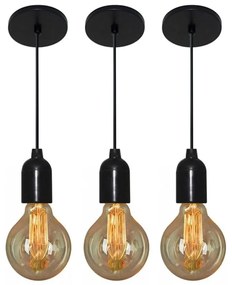 Kit/3 Luminária Pendente Retro Md-4149 Suporte Para Lâmpada / Não Inclusa - Bivolt