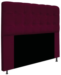 Cabeceira Estofada Mel 140 cm Casal Com Botonê  Suede Bordô - ADJ Decor