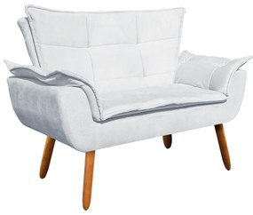 Sofá Namoradeira e Poltrona Giratória MM30 Opala Suede D03 - D'Rossi - Cinza