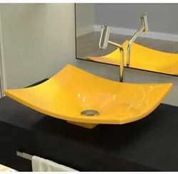 Cuba Pia de Apoio para Banheiro Retangular Folha Bari F44W C08 Amarelo