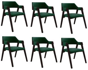 Kit 6 Cadeiras Sala de Jantar e Jogos Carteados Madeira Maciça Poker Veludo Verde/Tabaco G42 - Gran Belo