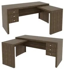 Mesa para Home Office com 03 Gavetas Nogal -Tecno Mobili