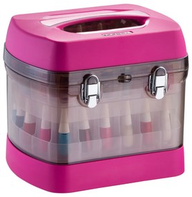 Maleta P/ 68 Esmaltes Profissional C/ Porta Acetona Rosa - Dompel