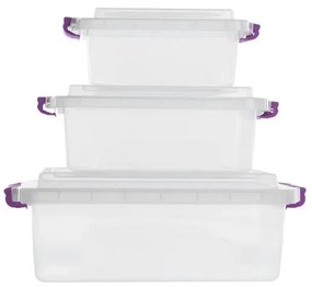 Kit Caixas Organizadoras com Travas 3 Peças