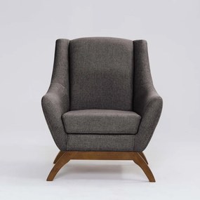 Poltrona Decorativa Mildred D07 Pés Madeira Linho Mescla Marrom - D'Rossi