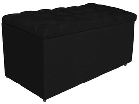 Calçadeira Estofada Liverpool 90 cm Solteiro Corano Preto - ADJ Decor
