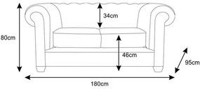 Sofá Chesterfield 2 Lugares com Pés Madeira Couro Bege G40 - Gran Belo