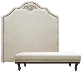 Kit Cabeceira e Calçadeira Solteiro Orlando P02 90 cm para cama Box Linho - ADJ Decor