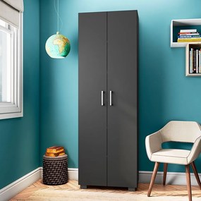 Estante de Livros para Escritório Home Office Portas Grandes Alf Preto Texturizado G47 - Gran Belo
