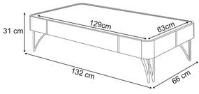 Mesa de Centro Para Sala Pés de Aço Irena H01 - D'Rossi - Off White e Castanho