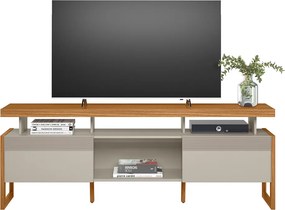 Rack Bancada Decorativo Elora MDP/MDF TV até 70 Polegadas Nichos Nature/Off White G77 - Gran Belo