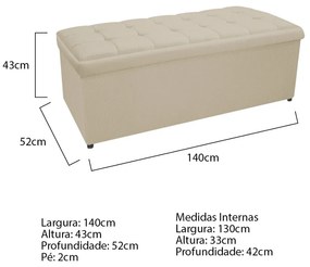 Calçadeira Copenhague 140 cm Casal Suede Bege - ADJ Decor