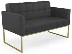 Sofá Namoradeira Base Industrial Dourado Ana Sintético Preto - Ibiza