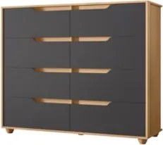 Cômoda Para Quarto 8 Gavetas 136cm Doble Flex Freijó/Titanium - Albatr