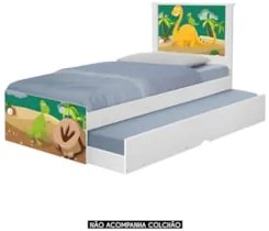 Cama Solteiro Infantil Com Auxiliar 188x88cm Dinossauro K06 - Mpozenat