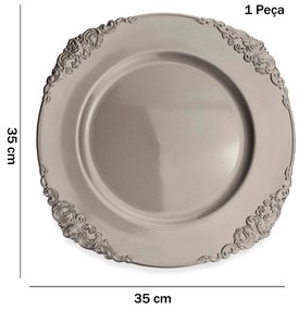 Sousplat Redondo Decorativo Natalino Prata 35x35x35 cm D'Rossi