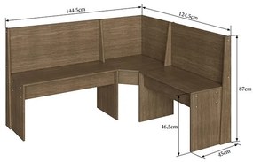 Conjunto Completo Canto Alemão, Mesa E 2 Cadeiras Mdf - Ameixa Negra