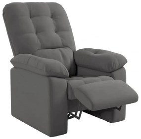 Poltrona Do Papai Reclinável Suede Veludo Estoril Cinza