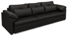 Sofá Retrátil Elétrico Sala de Estar Nolan Bipartido 297cm Conforto Premium em Couro Preto Brilho G58 - Gran Belo