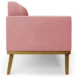 Sofá Namoradeira Base Madeira Castanho Maressa Suede Rosê - Ibiza