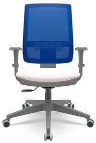 Cadeira Brizza Diretor Grafite Tela Azul Assento Vinil Branco Base RelaxPlax Piramidal - 66342 Sun House