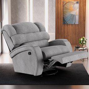 Poltrona do Papai Sala de Cinema Reclinável Kylie Glider Manual Giratória USB Linho Cinza G23
