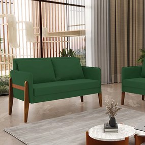 Sofá Namoradeira Lana Veludo Base de Madeira - D'Rossi - Verde