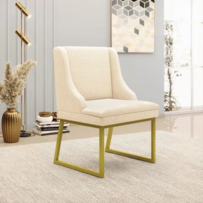 Cadeira Sala de Jantar Industrial Dourado Liz Bouclê D03 - D'Rossi - Bege