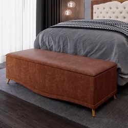 Calçadeira Baú Queen 160cm com Tachas Imperial J02 Facto Marrom - Mpoz