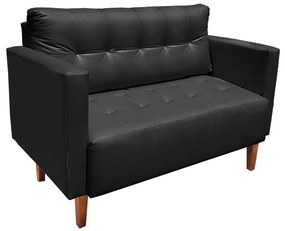 Kit 1 Sofá Namoradeira e 2 Poltronas Livia Corino Pés Chanfrado Castanho - D'Rossi - Preto