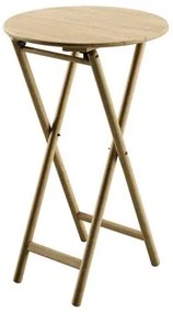 Mesa Dobrável Redonda Alta Tramontina Bossa 60x96 cm em Madeira Tauari Natural